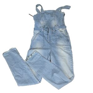 GUESS los Angeles denim fringe ankles jumpsuit size 2